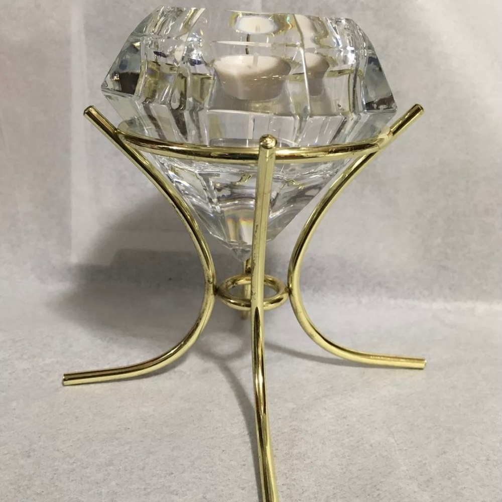 Partylite Crystal dimond shape votive candle holder